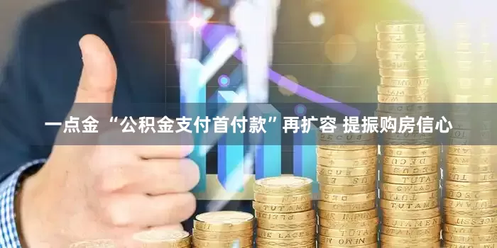 一点金 “公积金支付首付款”再扩容 提振购房信心