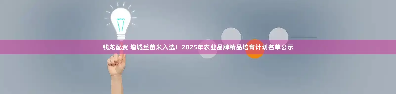 钱龙配资 增城丝苗米入选！2025年农业品牌精品培育计划名单公示